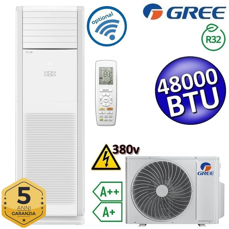 Climatiseur monobloc sur pied 48 000 BTU 380 V avec télécommande - GVH48ALXK-M6DNC7A/I + GVH48ALXK-M6DNC7A/O