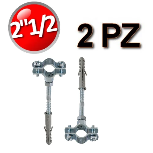 COLLIER EN ACIER AVEC VIS ET BOUCHON POUR TUYAUX Ø 2''1/2 - 74-80 mm - SACHET DE 2 PIÈCES