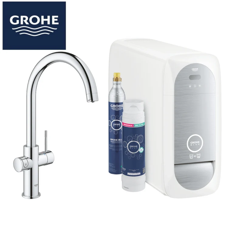 KIT DE DÉMARRAGE DE MIJOTEUR D'ÉVIER GROHE BLUE HOME À LEVIER MONOCOMMANDE AVEC SYSTÈME DE FILTRATION D'EAU