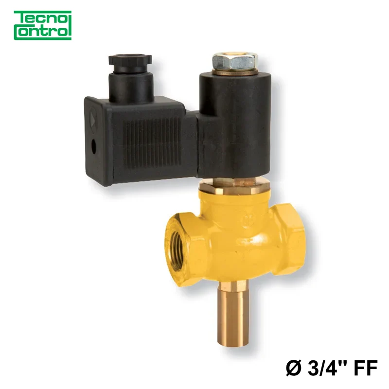 Électrovanne à gaz en laiton à réarmement manuel Ø 3/4'' FF normalement fermée NC - 230 Vca