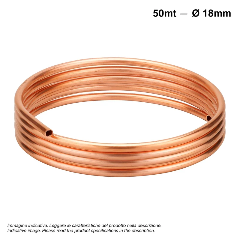 Rouleau de 50 m de tuyau en cuivre recuit, Ø 18 mm - réfrigération