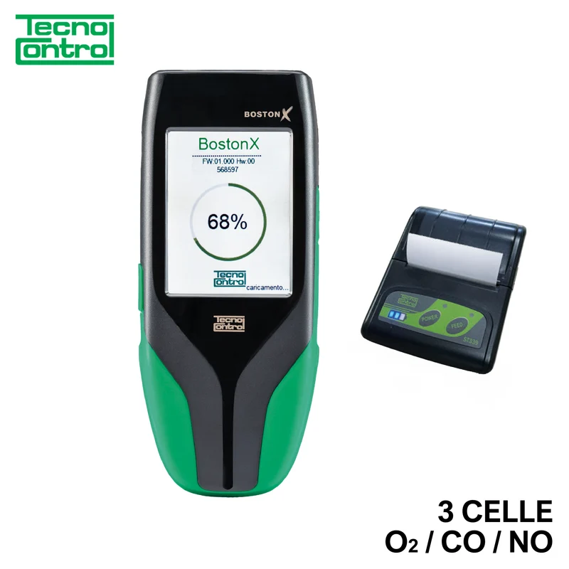 Analyseur de combustion Boston X avec 3 cellules O2+CO+NO et imprimante Bluetooth