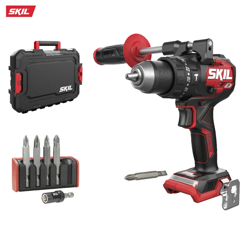Perceuse à percussion Skil 3085JA avec jeu de forets et adaptateur (sans batterie)