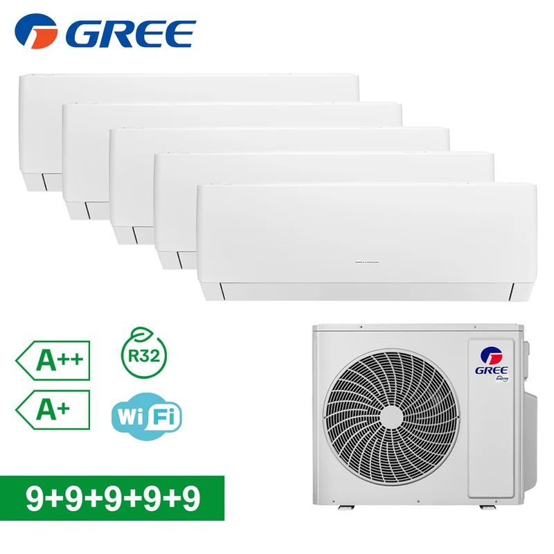 Climatiseur PULAR penta split Wi-Fi inverter 9+9+9+9+9 Btu GREE R32 classe A++/A+