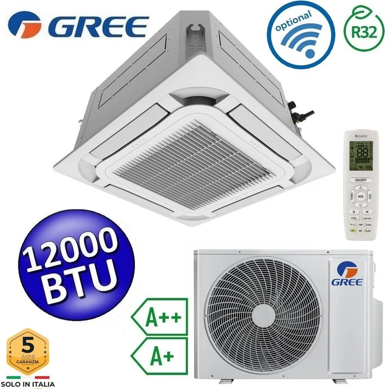Climatiseur cassette Gree 12 000 BTU R32 à 8 voies - Télécommande et panneau de commande inclus - U-MATCH 6