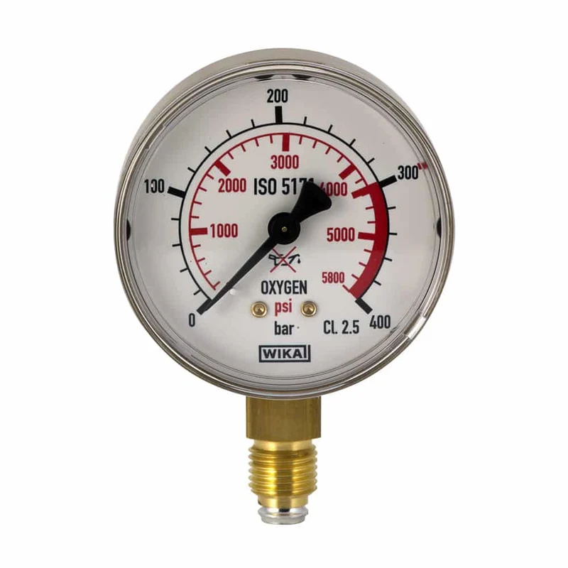 Manomètre haute pression pour oxygène Ø63 0-400 BAR