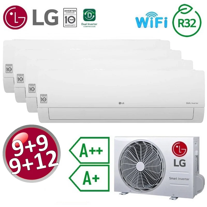 Climatiseur split quadruple LG Libero Smart WiFi ThinQ A++/A+ 9000+9000+12000