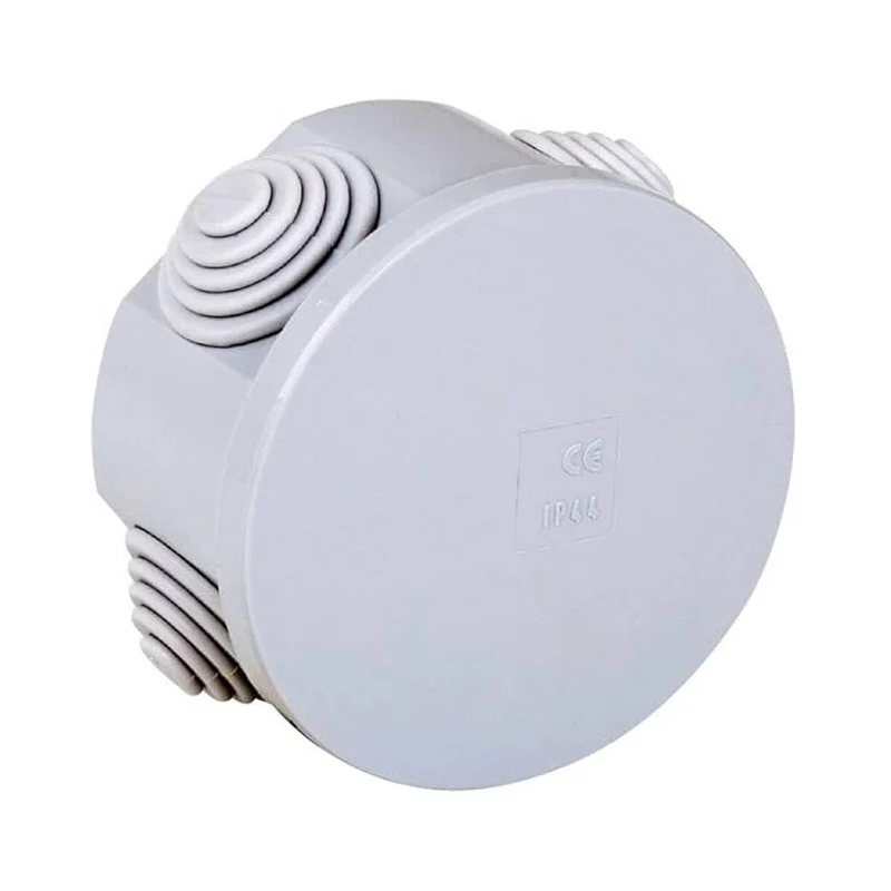 Boîtier rond à couvercle à pression 80x40 IP44 avec presse-étoupes