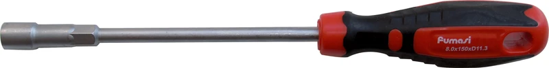 Clé à douille hexagonale Ø 10 mm en acier au chrome-vanadium avec finition chromée sablée et poignée bimatière