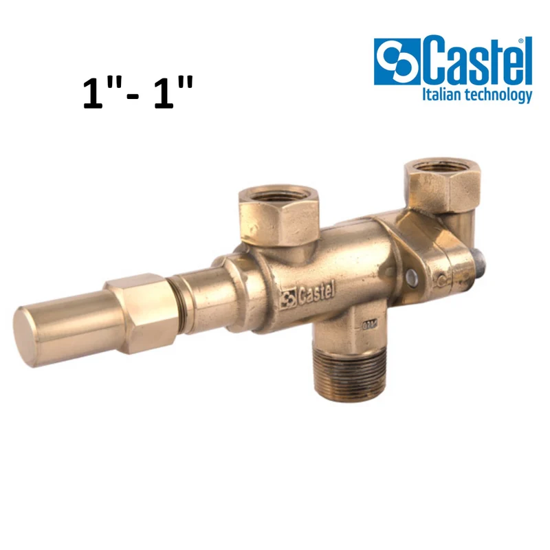 CASTEL - ROBINET D'ÉCHANGE POUR SOUPAPE DE SÉCURITÉ DE GAZ RÉFRIGÉRANT, FILETÉ ENTRÉE 1'' NPT, SORTIE 1'' NPT