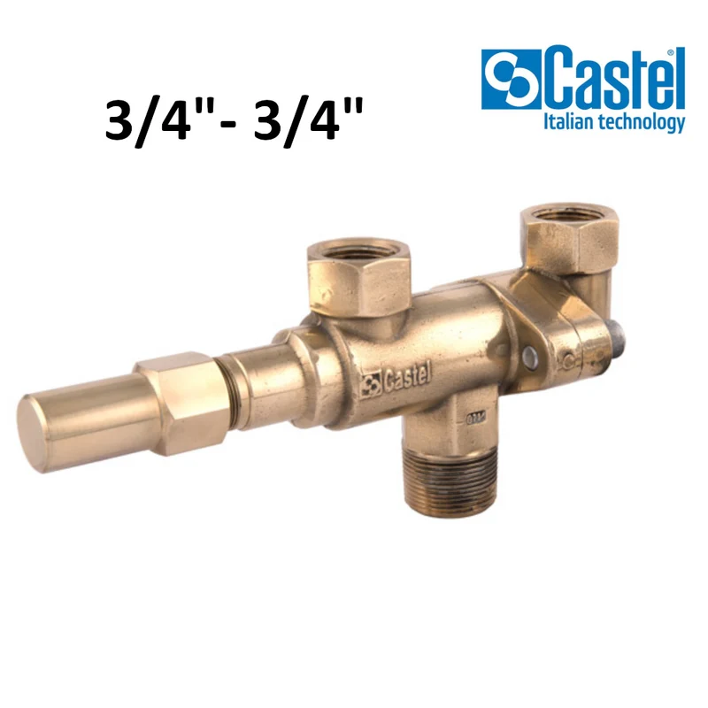 CASTEL - ROBINET D'ÉCHANGE POUR SOUPAPE DE SÉCURITÉ DE GAZ RÉFRIGÉRANT, FILETÉ ENTRÉE 3/4'' NPT, SORTIE 3/4'' NPT