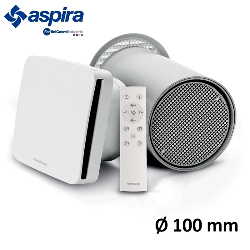 ASPIRA - ECOCOMFORT PLUS VMC POINT AVEC TÉLÉCOMMANDE INFRAROUGE D. 100 MM