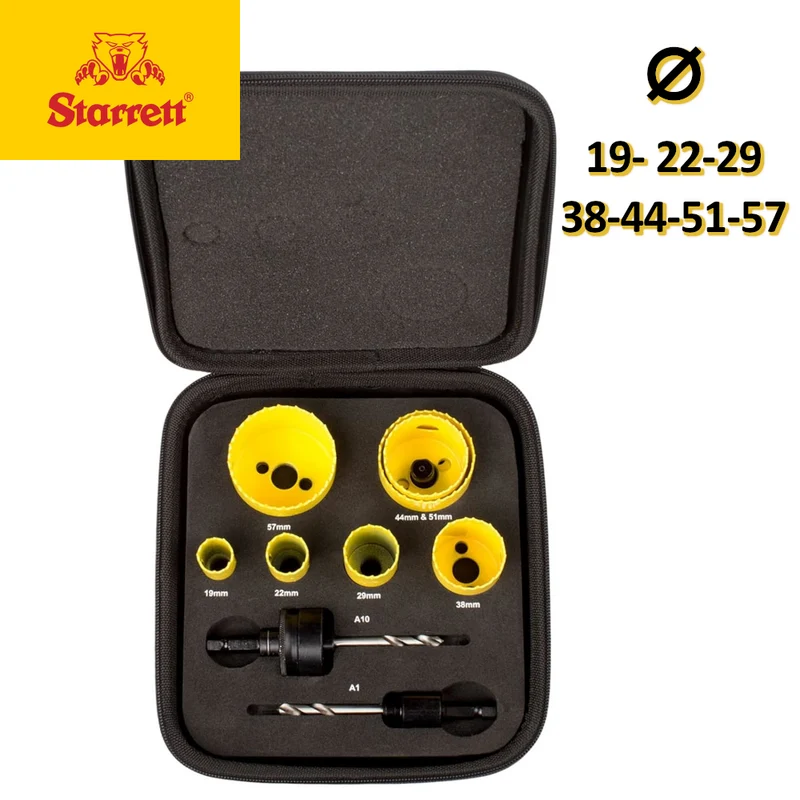 JEUX DE SCIES CLOQUES HYDRAULIQUES BIMÉTALES À COUPE RAPIDE STARRETT 19, 22, 29, 38, 44, 51 ET 57 MM