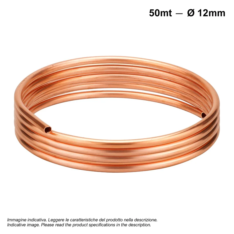 Rouleau de tuyau en cuivre recuit de 50 m, Ø 12 mm - réfrigération