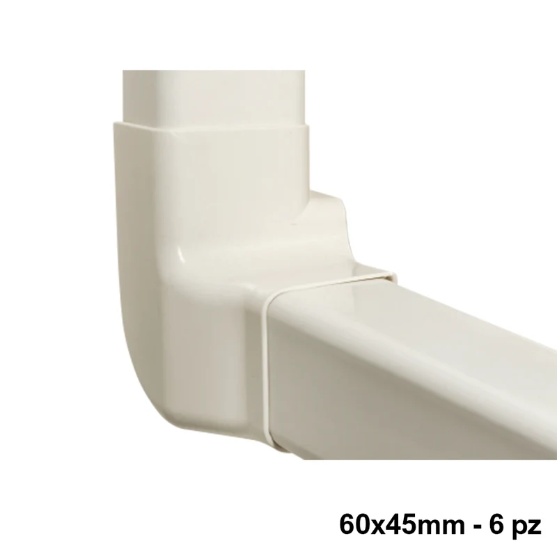 Raccord d'angle vertical droit 60 x 45 mm - boîte de 6 pièces