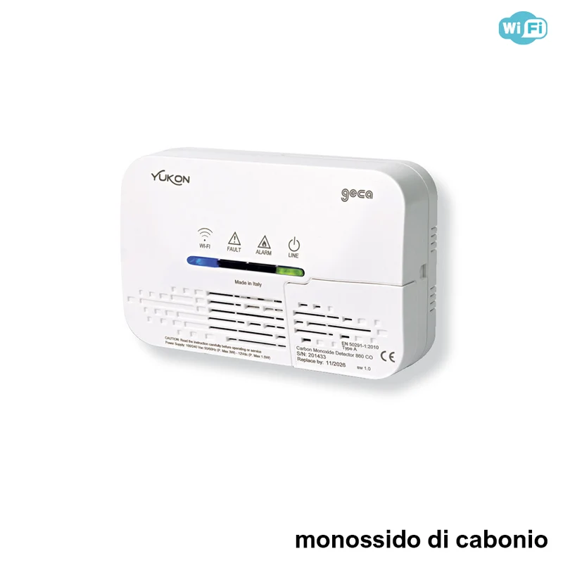 Détecteur de monoxyde de carbone Wi-Fi Yukon 860/CO de Tecnocontrol